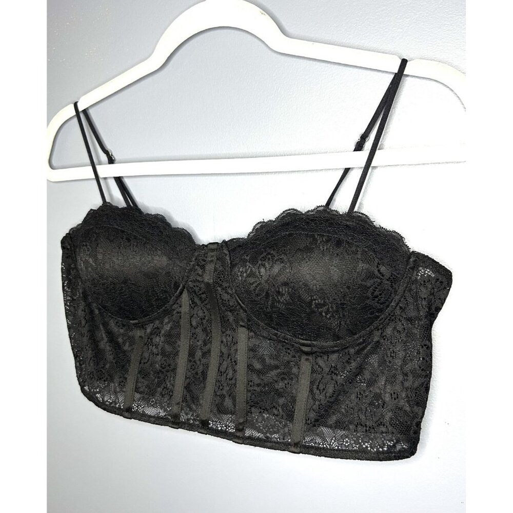 Forever 21 Bustier Corset Top XL Black Lace Underwire Bralette Whimsigoth Summer - Picture 4 of 12